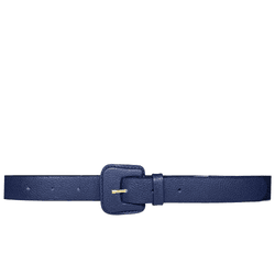 Cinto de Couro Andria Azul Marinho com Fivela Enca... - Look My Bag