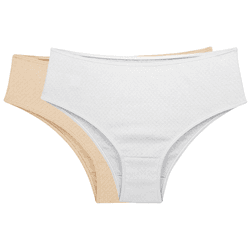 Kit Calcinha Basic 100% AlgodÃo Branco/nude - Love Secret