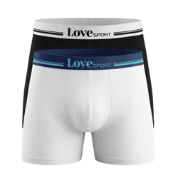 KIT CUECA BOXER BÁSICA BRANCO/PRETO - Love Secret