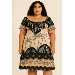 Vestido Tropical Off-Shoulder com Bojo - VTROP123... - MANIA NACIONAL