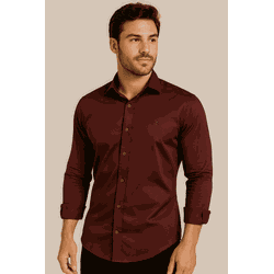 Camisa Social Vinho Intenso - 123456-MNVW - MANIA NACIONAL