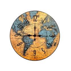 Relógio Retrô - Mapa Mundi - RRMM - Marcia Helena Decorações