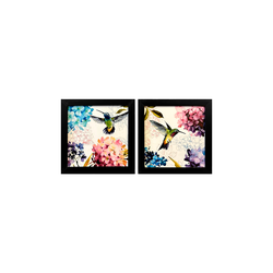 Dupla de Quadro 20x20 Beija-Flores - Moldura Preta... - Marcia Helena Decorações