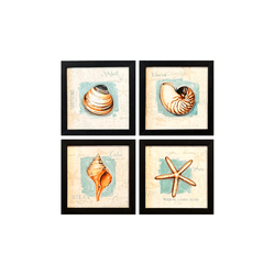 Quarteto - Quadro 20x20 - Conchas - 00007081113-QQ - Marcia Helena Decorações