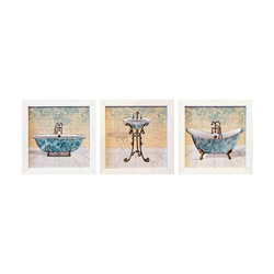Trio de Quadros 20x20 - EUA TOILETTE TURQUESE - 00... - Marcia Helena Decorações