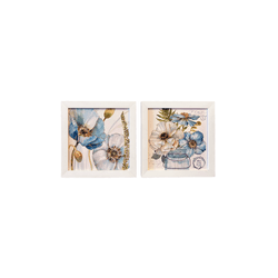 Dupla de Quadros 20x20 Flores - Moldura Branca - 0... - Marcia Helena Decorações