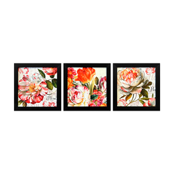Trio de Quadros 20x20 - Flores - 00007081113-3FLO - Marcia Helena Decorações