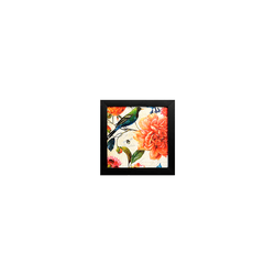 Quadro 20x20 Pássaro e Flores - Moldura Preta - 00... - Marcia Helena Decorações