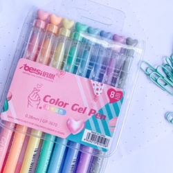 Kit de Canetas em Gel Coloridas Ponta Fina - 012 - MARIE PAPELARIA FOFA