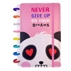 Caderno Inteligente Panda A5/ 8 Discos- Rosa - 008 - MARIE PAPELARIA FOFA