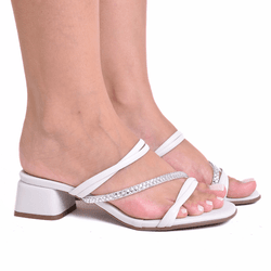 Tamanco Feminino com Salto Alto Off White - 55.018... - MARIAISABEL