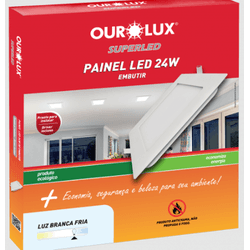 Painel Led Embutir Quadrado 24W Bivolt 6500K Ourol... - Meta Materiais Elétricos Ltda