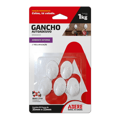 GANCHO AUTOADESIVO BRANCO ADERE PEQUENO 35MM X 23M... - MIARA KRÜGER TINTAS