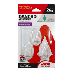 GANCHO AUTOADESIVO BRANCO ADERE MÉDIO 55MM X 3MM 3... - MIARA KRÜGER TINTAS