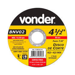 DISCO DE CORTE VONDER 4 1/2