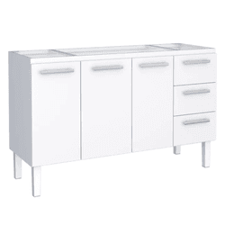 Gabinete Cozinha Aço Vênus Flat Branco 150 - COZIM... - Rede Construir Milmart