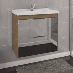 Gabinete Banheiro MDF Bromélia Amêndoa 59cm - MGM - Rede Construir Milmart