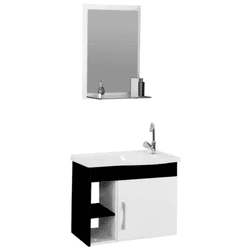 Kit Gabinete Banheiro Turim Suspenso Preto C/2 Nic... - Rede Construir Milmart