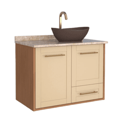 Gabinete Banheiro MDF Petúnia 80 Jequitibá / Areia... - Rede Construir Milmart