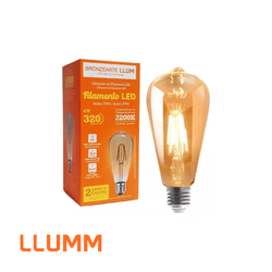 Lâmpada Filamento Pêra ST64 LED 4W 2200K E27 - BRO... - Rede Construir Milmart
