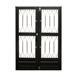 Porta de Ferro Cinza Dupla Colonial Reta 210x160 2... - Rede Construir Milmart