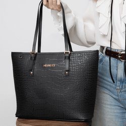 Bolsa Roma - Preto Estampa Croco - 300p - MONCCI