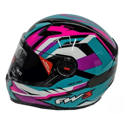 Capacete Fw3 Gtn Fox - Tifany/rosa - Moto One