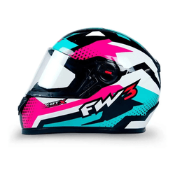 Capacete Fw3 - Gtn Super - Tifany Rosa Branco - Moto One