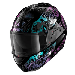 Capacete Shark Evo Es K-Rozen Kvx - Preto Roxo. - Moto One