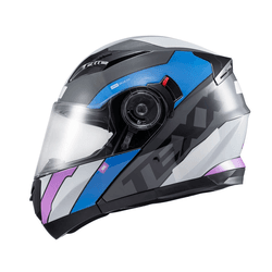 Capacete Texx Gladiator V3 Reisen - Azul/rosa/bran... - Moto One