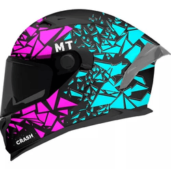 Capacete Mt Braker Crash B8 - Preto Rosa Azul - Moto One