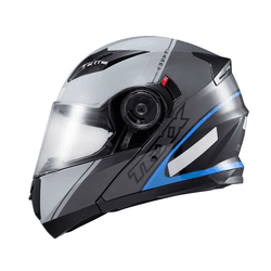 Capacete Texx Gladiator V3 Makan - Cinza/azul - Moto One