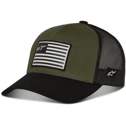 Boné Alpinestars Flag - Verde Militar - Snapback - Moto One
