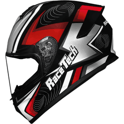 Capacete Race Tech Hit Draw - Preto Prata Vermeho - Moto One