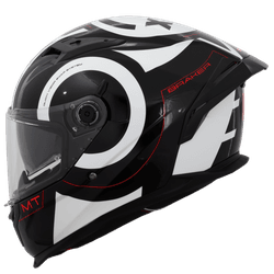 Capacete Mt Braker Inox A0 - Preto Branco - Moto One