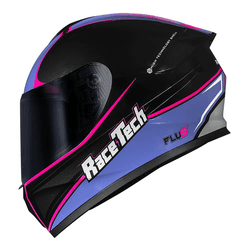 Capacete Race Tech Hit Plus - Preto/Roxo. - Moto One