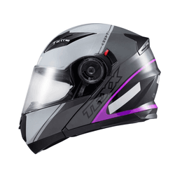 Capacete Texx Gladiator V3 Makan - Cinza/rosa - Moto One