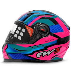 Capacete Fw3 Gtn Fox - Rosa/azul - Moto One