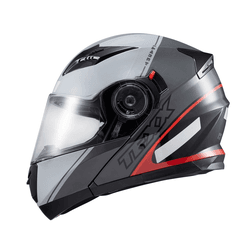 Capacete Texx Gladiator V3 Makan - Cinza/vermelho - Moto One