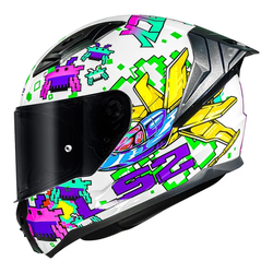 Capacete Ls2 Ff810 Vigo Space Attack - Branco/Roxo - Moto One