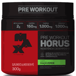 Hórus Pré Workout 300g Max Titanium Maça Verde - 7... - MSK Suplementos