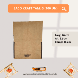 SACO KRAFT TAMANHO G 26X32X16CM C100 (UN) - MURAKAMI DISTRIBUIDORA