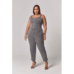 Conjunto Calça Blusa Risca Giz Zíper MySize - Imag... - MYSIZE