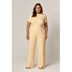 T-Shirt com Bolso Detalhe Botão Nature MySize - MYSIZE