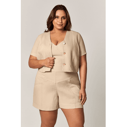 Short Alfaiataria com Recortes Nature MySize - MYSIZE