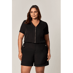 Bermuda Alfaiataria com Detalhe Botão Quadrado Nat... - MYSIZE