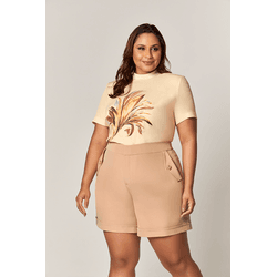 Bermuda Alfaiataria com Detalhe Botão Quadrado Nat... - MYSIZE