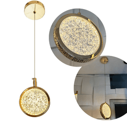 Pendente LED Cristal com Dourado 3 Cores de Luz 81... - Alfa Materiais Elétricos