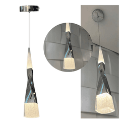Pendente Luminária Moderno Cromado Prata 7w Luz Am... - Alfa Materiais Elétricos