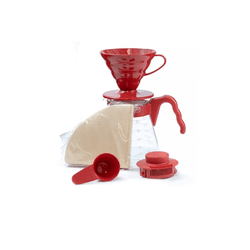 Conjunto Kit V60 02 Vermelho Hario com 40 Filtros - FullYou